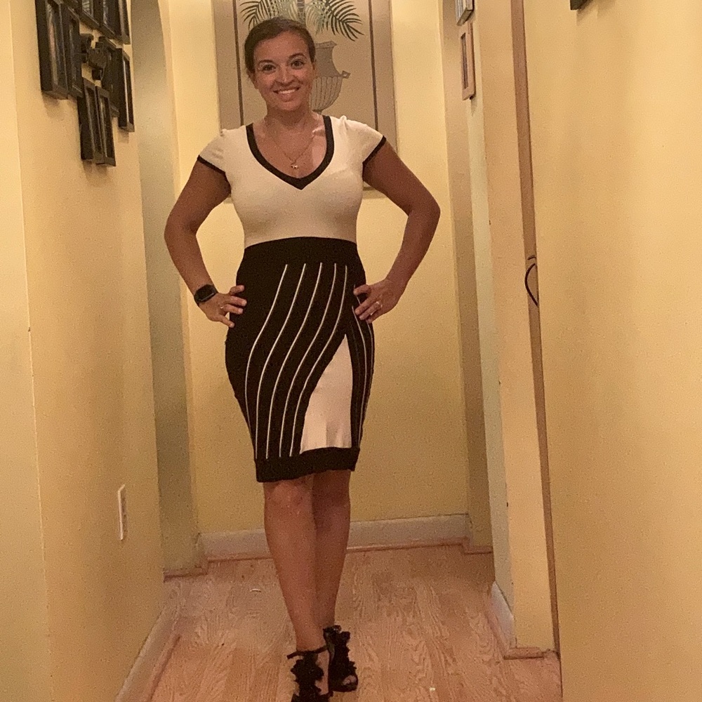 Bebe Black and White Bodycon dress